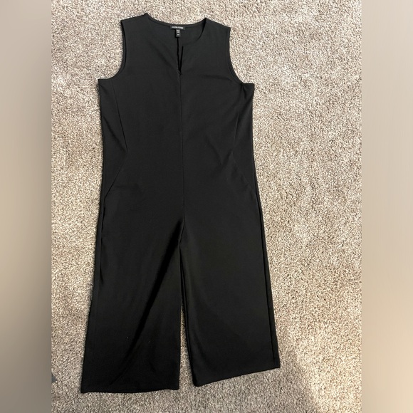 Eileen Fisher Organic Cotton Ponte Jumpsuit Size Medium Easy Fit Cropped Black - Picture 1 of 13